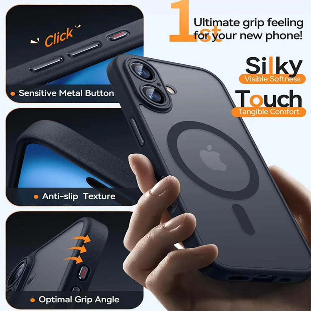 Coque Magnétique Antichoc MagSafe – Translucide Mate | iPhone 11 à 17