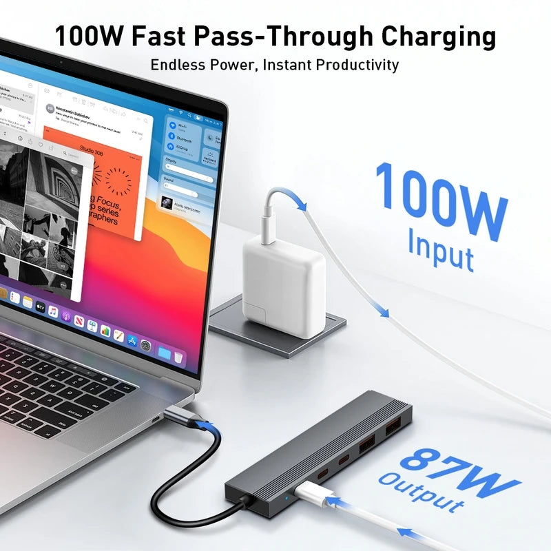 Hub USB-C 5-en-1 — 4 Ports 10 Gbps + Charge Rapide PD 100W