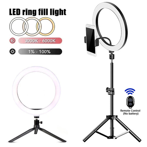 Anneau Lumineux LED Selfie — Trépied + Support Téléphone | YouTube TikTok Live