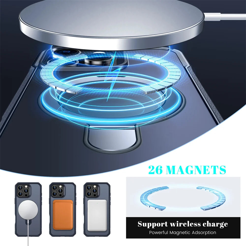 Coque Magnétique Pliable avec Support – Compatible MagSafe pour iPhone