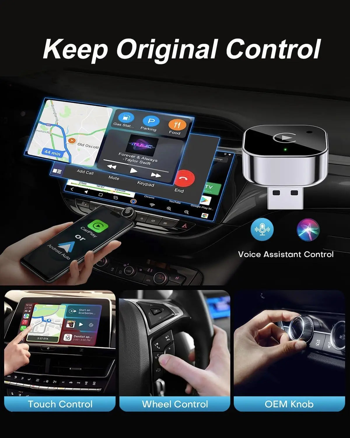 Adaptateur CarPlay & Android Auto Sans Fil — Plug & Play