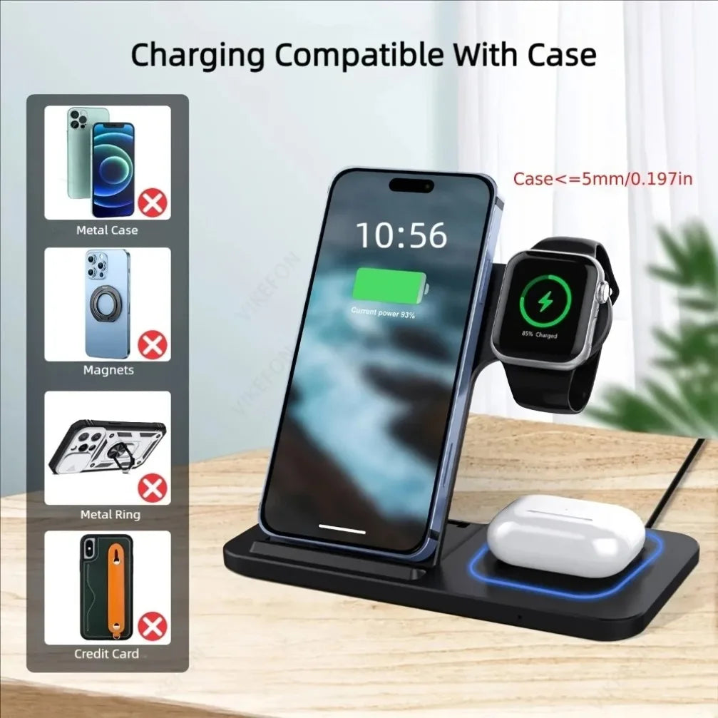 Station de Charge Sans Fil 3-en-1 — iPhone, Apple Watch & AirPods