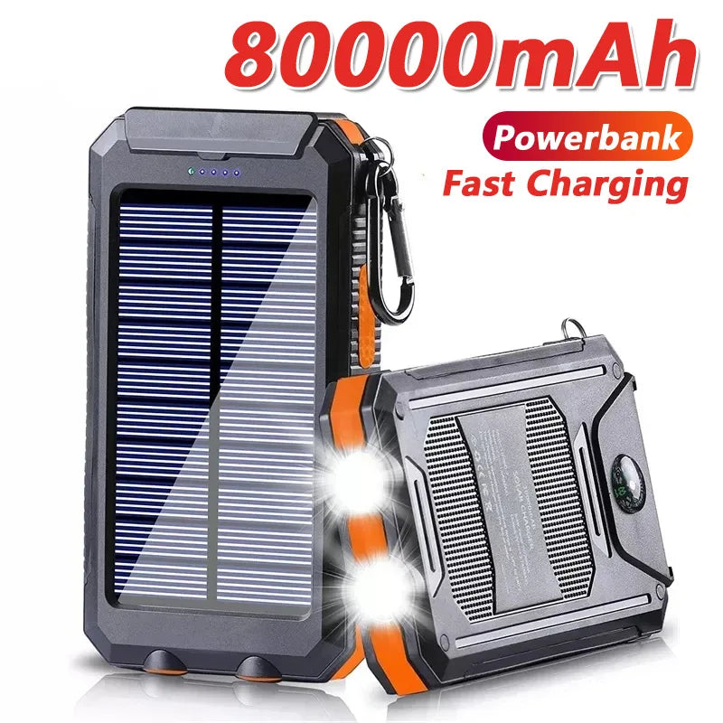 Batterie Solaire Portable 80000mAh — Chargeur Externe Ultra-Capacité