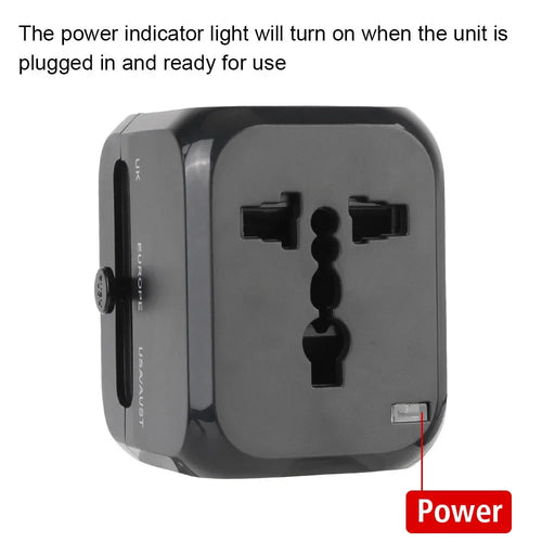 Adaptateur Chargeur de Voyage Universel — Prises US/EU/UK/AU + 2 USB + USB-C